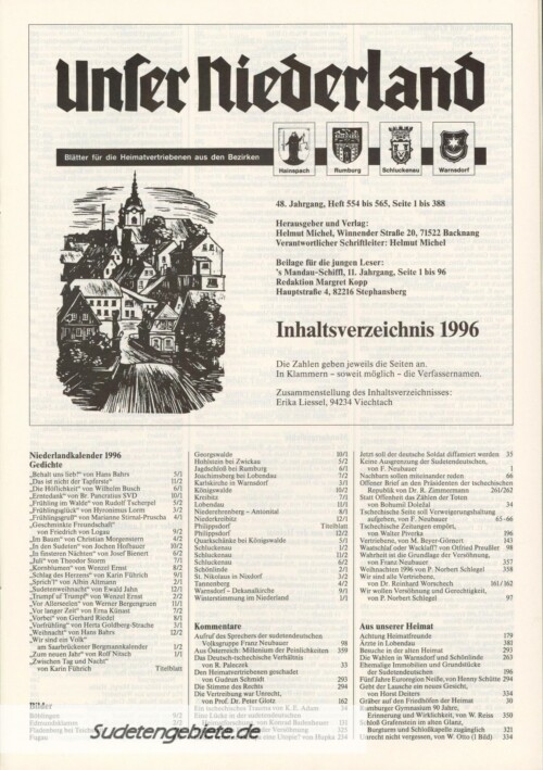 Inhaltsverzeichnis 1996